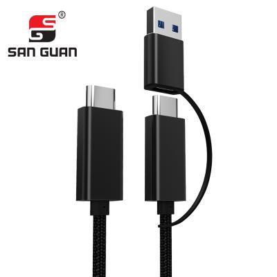 2 in 1 Type-C&USB 3.0A TO Type-C Nylon（black）usb cable
